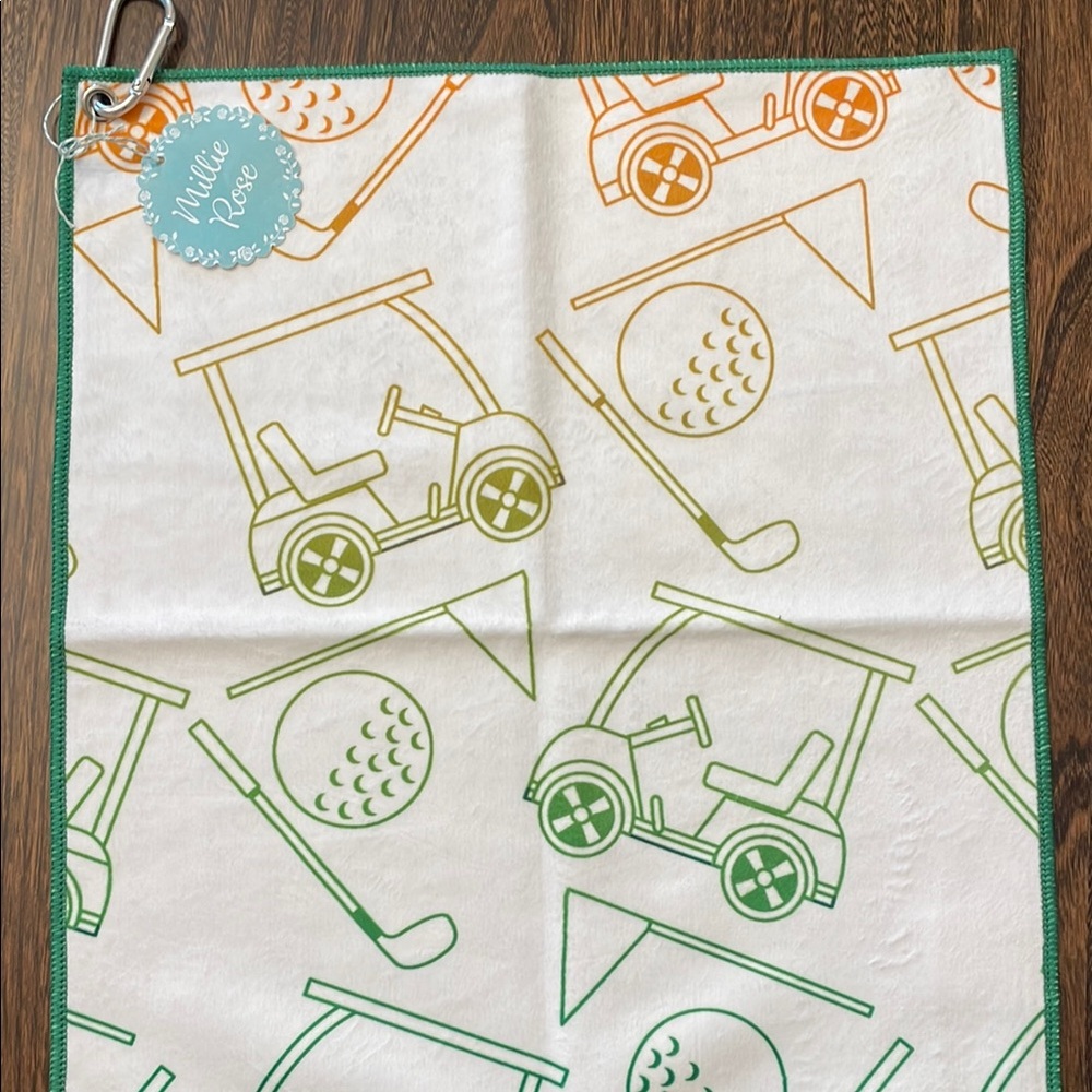 Millie Rose Golf Towel - Green and Orange